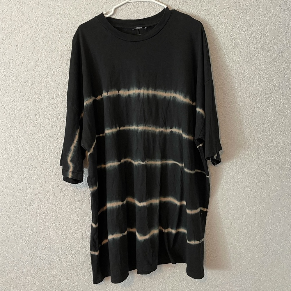 Oversized Tie-Dye Stripe T-shirt Dress